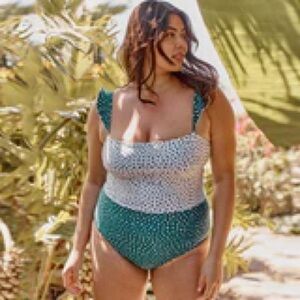 Summersalt Green and White One Piece Swimwear